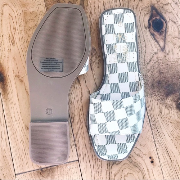 Boutique Checker Slip-On Open Toe Sandal Women’s Multi Sizes NIB - Picture 7 of 9